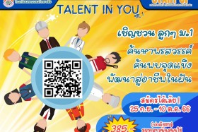 TALENT IN YOU โอกาสค้นพบพรสวรรค์ และมุ่งหน้าเตรียมพัฒนาสู่สา ... Image 1